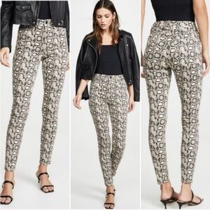 Good American Good Waist Python Skinny Jeans in Cream & Graphite